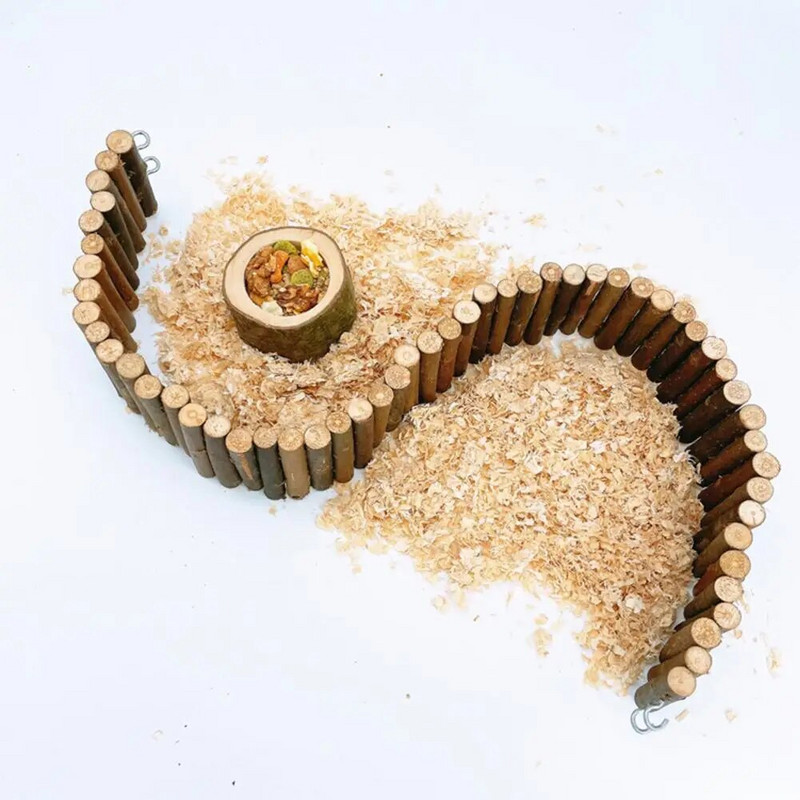 Фина изработка Creative Relieve Boredom Rat Bridge Toy Дървена стълба Естествено скривалище Хамстер Ограда за открито