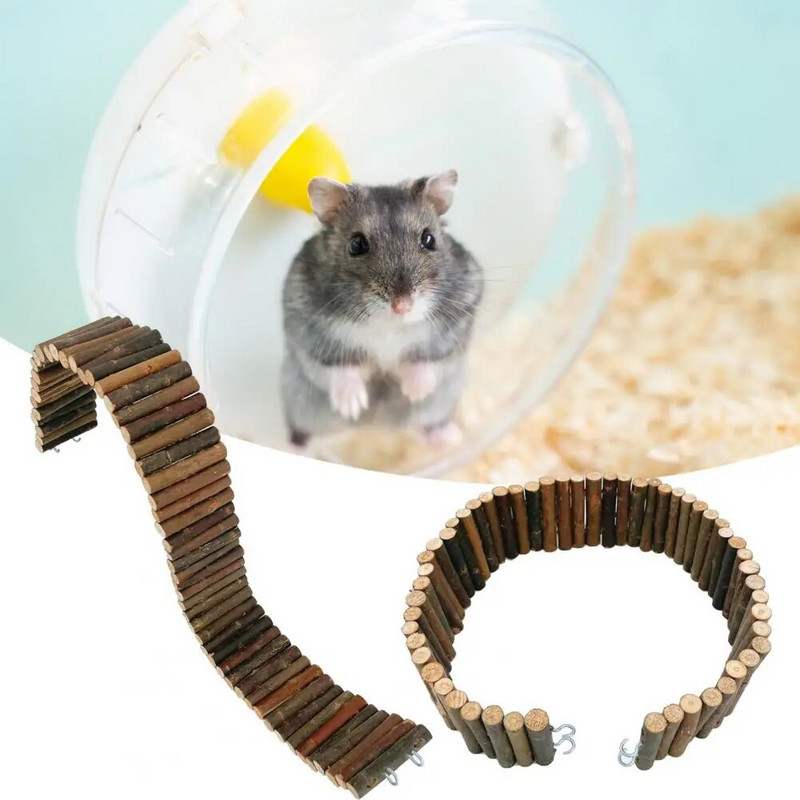 Фина изработка Creative Relieve Boredom Rat Bridge Toy Дървена стълба Естествено скривалище Хамстер Ограда за открито