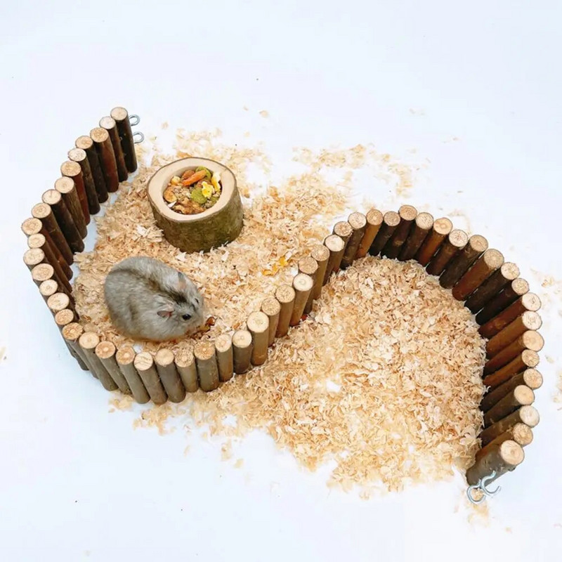 Фина изработка Creative Relieve Boredom Rat Bridge Toy Дървена стълба Естествено скривалище Хамстер Ограда за открито