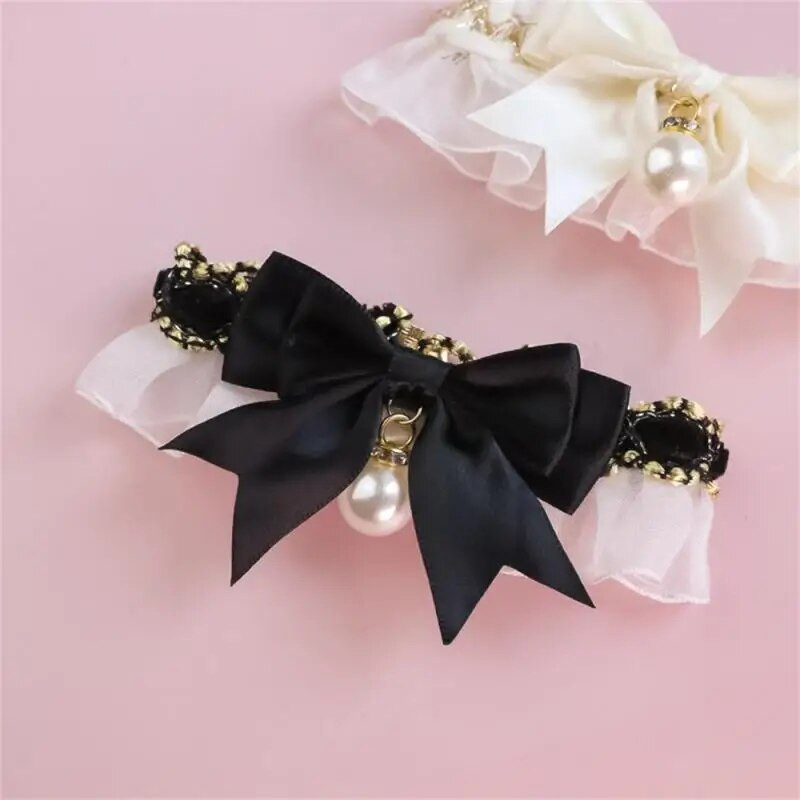 Котешка яка сладък дантелен лък домашно куче котка яка регулируема котка колие бижута Сладка шия декоративни аксесоари за домашни любимци Стоки за домашни любимци