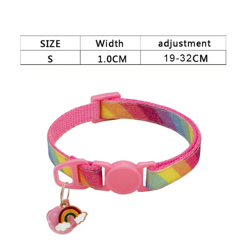 Котешки нашийник Rainbow с предпазна камбана Ежедневен найлонов нашийник за кучета Основна тренировъчна каишка за врата за малки и средни кучета Котки Аксесоари за домашни любимци