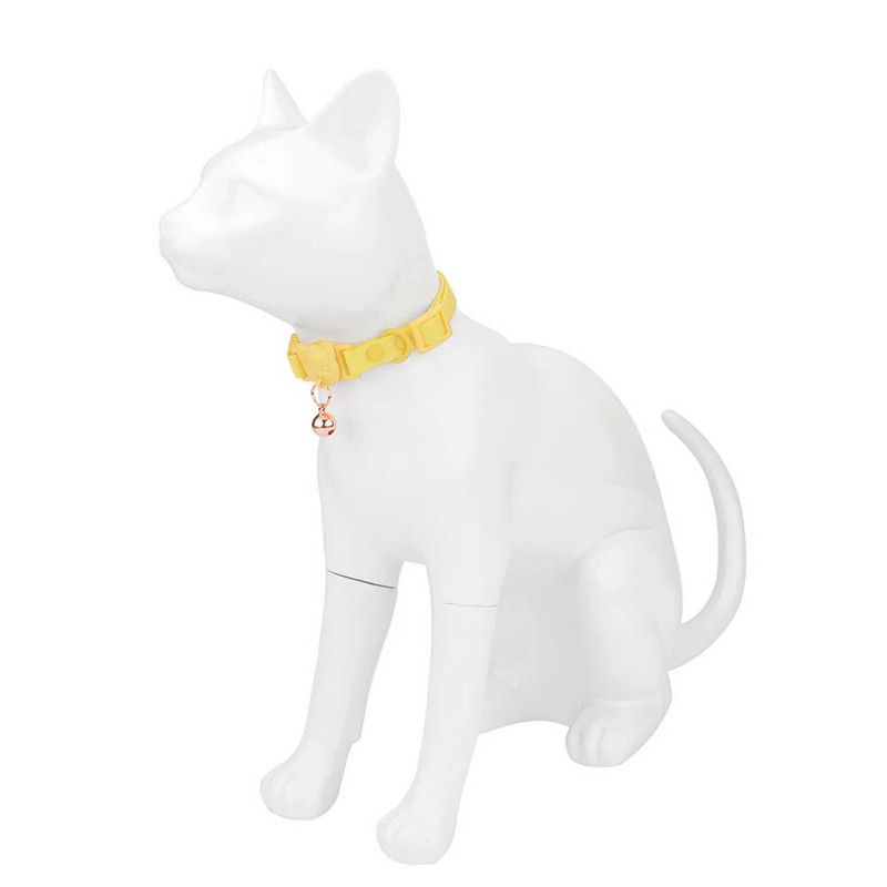 Колие за нашийник за котки за домашни любимци с малка камбанка, PVC, водоустойчив, регулируем нашийник за котенца, бонбонен цвят