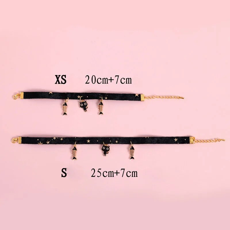 Колие с висулка от сладка котка, щамповани звезди, кадифена тъкан, яка за кученца, катарама за омар, регулируема удължителна верига, яка за домашни любимци
