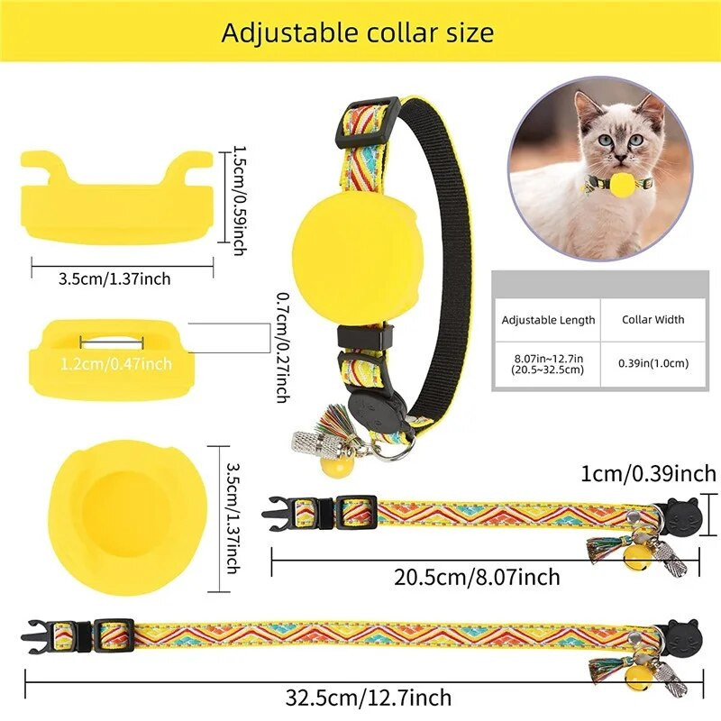 Airtag Special Gps Pet with Address Pendant Bell Collar Анти-загубен домашен любимец Колие с държач Котешки аксесоари Регулируем нашийник за домашни любимци