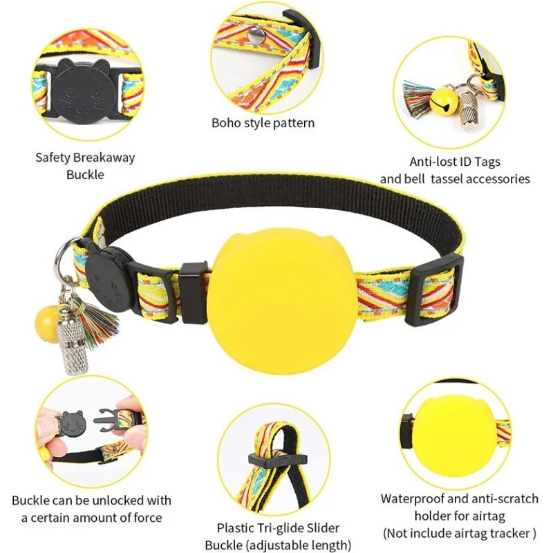 Airtag Special Gps Pet with Address Pendant Bell Collar Анти-загубен домашен любимец Колие с държач Котешки аксесоари Регулируем нашийник за домашни любимци