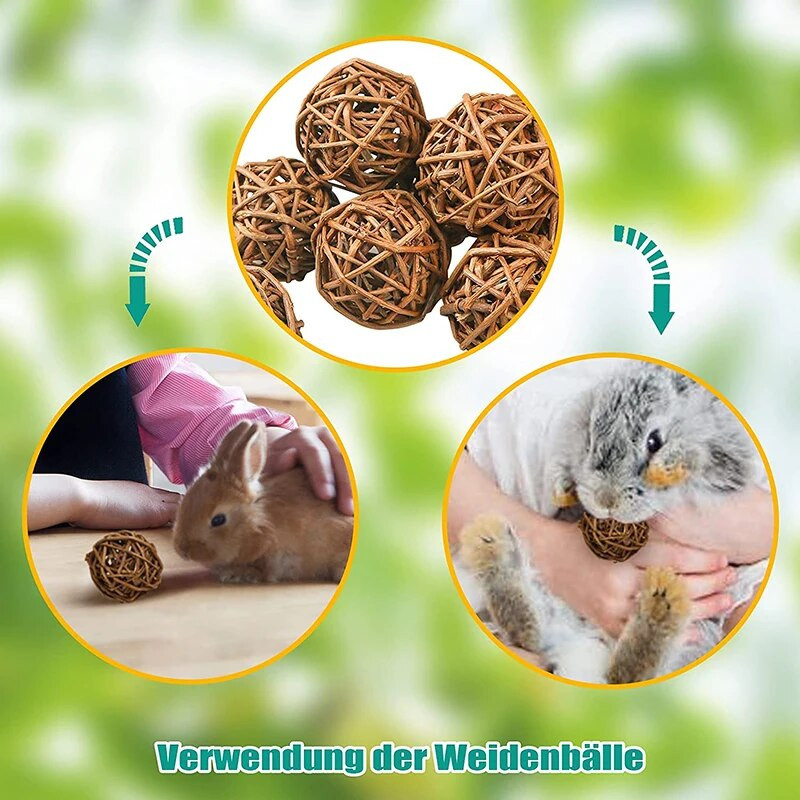 7 см естествени плетени топки Дребни животни Играчки за дъвчене Зайци Птица Папагал Игра Ратанови топки Топки от върба Малки стоки за домашни любимци