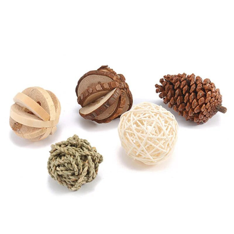 Сладки естествени дървени зайци Играчки Борови дъмбели Едноколка Камбанка Ролер Играчки за дъвчене за морски свинчета Плъх Малък домашен любимец Кътници Консумативи