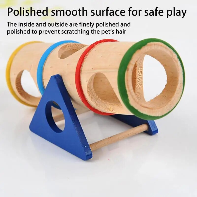 Дървена играчка за тунел за люлка Дървена играчка за тунел за хамстер Дървени мишки Играчки за дъвчене Аксесоари за клетка Кух багажник Скривалище Тръба за упражнения
