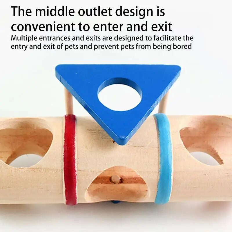 Дървена играчка за тунел за люлка Дървена играчка за тунел за хамстер Дървени мишки Играчки за дъвчене Аксесоари за клетка Кух багажник Скривалище Тръба за упражнения