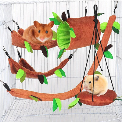 Sugar Glider Hammock Pet Hanging Cage Accessories Small Animal Hammock Channel Ropeway Swing for Ferret Birds Parrot Squirrel