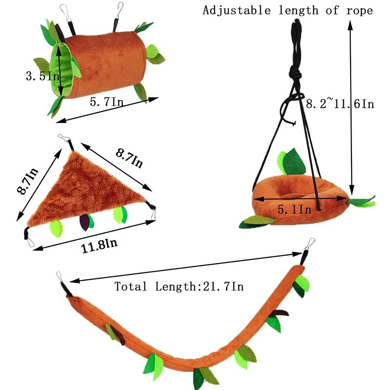 Захарен планер Хамак Аксесоари за висяща клетка за домашни любимци Хамак за малки животни Канал Въжена линия Люлка за порове Птици Папагал Катерица