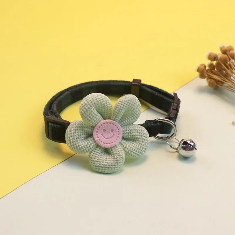 Котешки нашийник с цветя, регулируем предпазител с пръстен на звънец, огърлица за котка, кученце, малко коте, аксесоари за кучета, консумативи за нашийник за домашни любимци