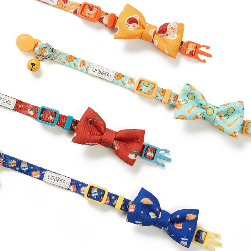 Нашийник за котка с папийонка и предпазна катарама със звънец, регулируеми аксесоари за нашийник за домашни любимци