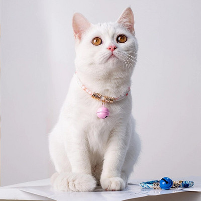 Pet Cat Collar with Bell Japanese-style Adjustable Collar Outdoor Travel Photo Decoration Accessories Pet Product