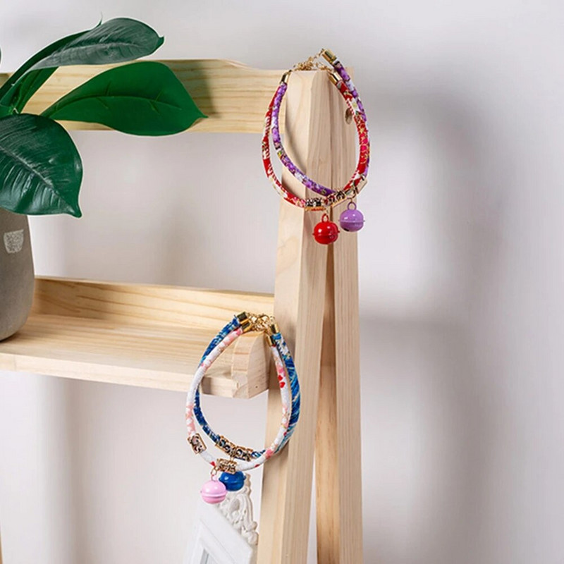 Нашийник за домашни котки със звънец, регулируем нашийник в японски стил, Аксесоари за декорация на снимки на открито, Продукт за домашни любимци