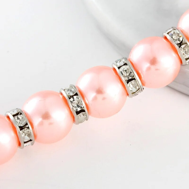 Сладък домашен любимец Перлена огърлица Панделка Лък Котка Нашийник за куче Странични кристали Регулируема верига Яка Вратовръзка Бижута за домашни любимци