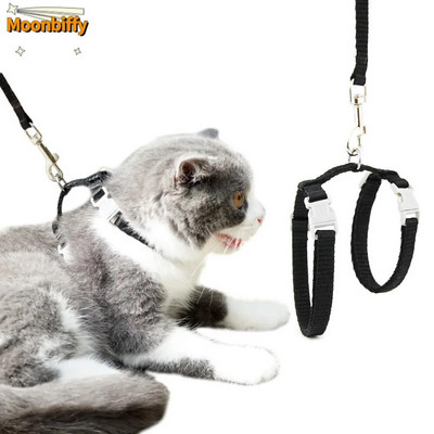 Macskanyakörv Hám Póráz Állítható Nylon Pet Traction Cat tömör kötőfék nyakörv Macska termékek Kisállat hám öv M mérethez