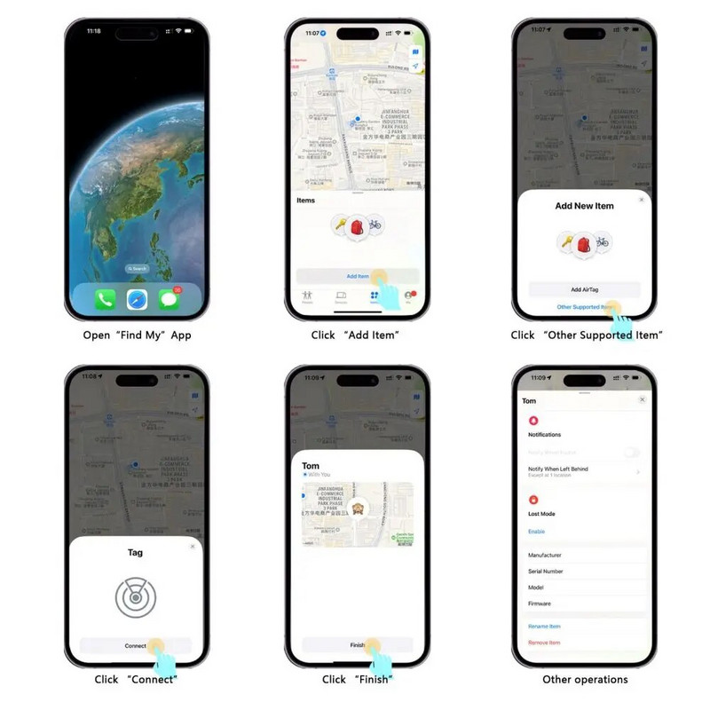 Местоположение на домашен любимец Съвместим за IOS устройство Без месечна такса Етикет за GPS проследяване в реално време Регулируема каишка Водоустойчив