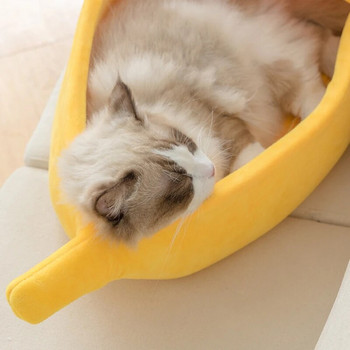 Σπίτι κρεβατιού γάτας μπανάνα Αστεία χαριτωμένα άνετα κρεβάτια ματ για γάτες Ζεστά ανθεκτικά φορητά καλάθι κατοικίδιων ρείθρων Μαξιλάρι για σκύλους προμήθειες για γάτες Πολύχρωμα