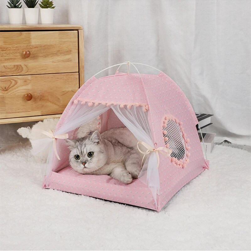 Sweet Princess Cat Bed Сгъваема котка Палатка Кучешка къща Легло Коте Куче Кошница Легла Сладки котешки къщи Домашна възглавница Продукти за развъдник за домашни любимци