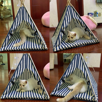 Μόδα Φωλιά Σκηνής Γάτας Ζεστή Γάτα Κουτάβι Στρώμα ύπνου Εσωτερικό Μικρό Σπίτι για Γάτες με Χοντρό Μαξιλάρι Πλάκα Πόρτας Διακόσμηση σπιτιού