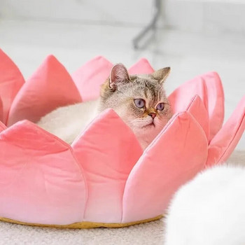 1 τεμ. Χαριτωμένο Cartoon Lotus Cat Nest Αντιολισθητικό Μαλακό Άνετο Κρεβάτι Γάτας Καναπές-κρεβάτι Γάτα Αποσπώμενο μαξιλάρι γάτας