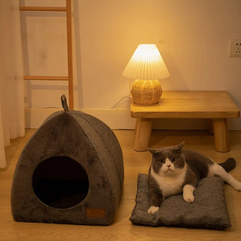 Σπίτι κρεβατιού γάτας για εσωτερικούς χώρους Χειμώνα Ζεστό βαθύ ύπνο Καλάθι κατοικίδιων ζώων Άνετο μικρό χαλάκι για μικρό σκύλο Αξεσουάρ γατάκι