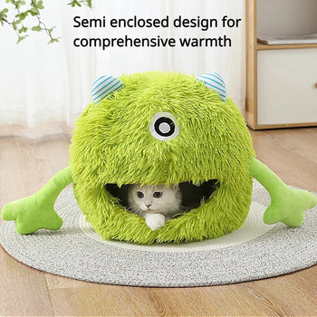 Νέο προϊόν Κρεβάτι για κατοικίδια Χειμερινή Ζεστή Φωλιά Γάτας Λούτρινο Monster Pet Βίλα Αποσπώμενη Πλενόμενη ημίκλειστη Γάτα Σπίτι για κατοικίδια ζώα