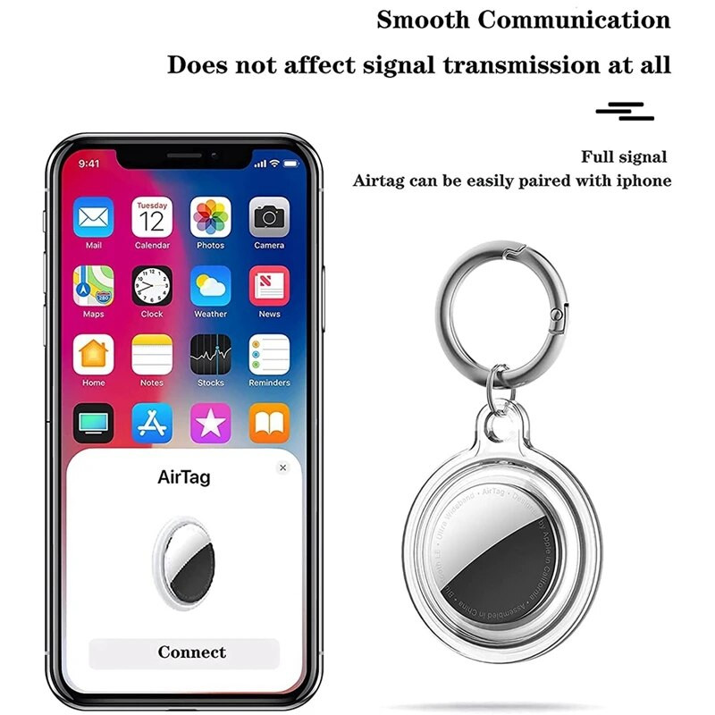 4 пакета защитен калъф за Apple Airtag Силиконов ключодържател, съвместим с държач за въздушен етикет с ключодържател