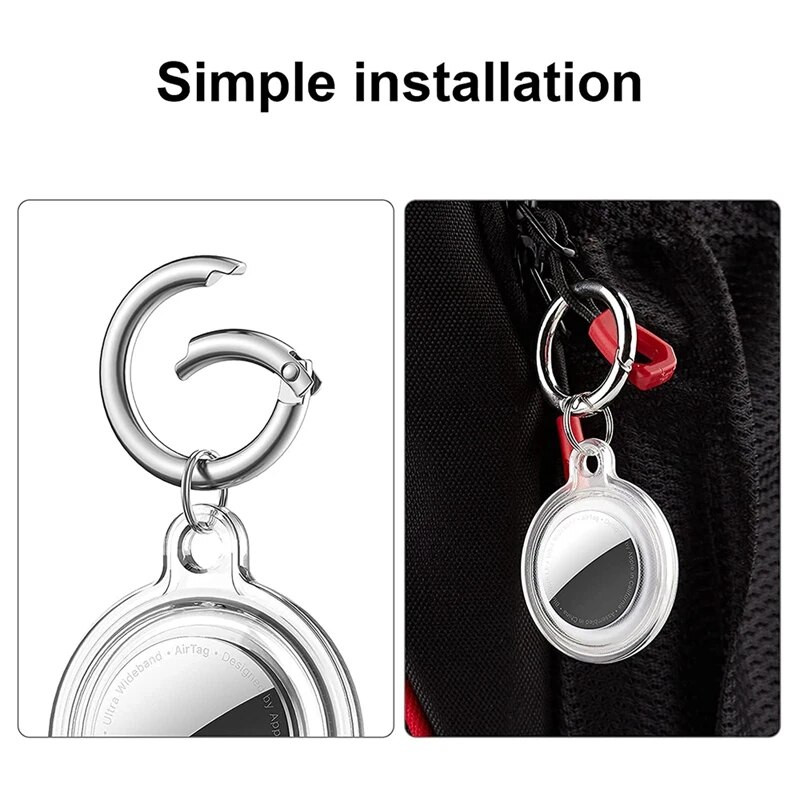 4 пакета защитен калъф за Apple Airtag Силиконов ключодържател, съвместим с държач за въздушен етикет с ключодържател