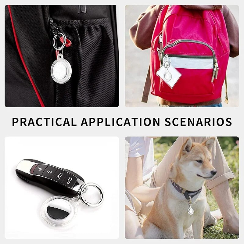 4 пакета защитен калъф за Apple Airtag Силиконов ключодържател, съвместим с държач за въздушен етикет с ключодържател