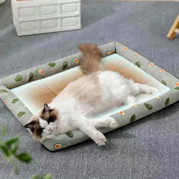 MADDEN Καλοκαιρινό κρεβάτι γάτας Ελαφρύ αναπνεύσιμο κατοικίδιο ζώο Rattan Mat Nest γάτας Ματ Φωλιά πάγου Dog Κρεβάτι για γάτα Cool Nest Μικρά σκυλιά