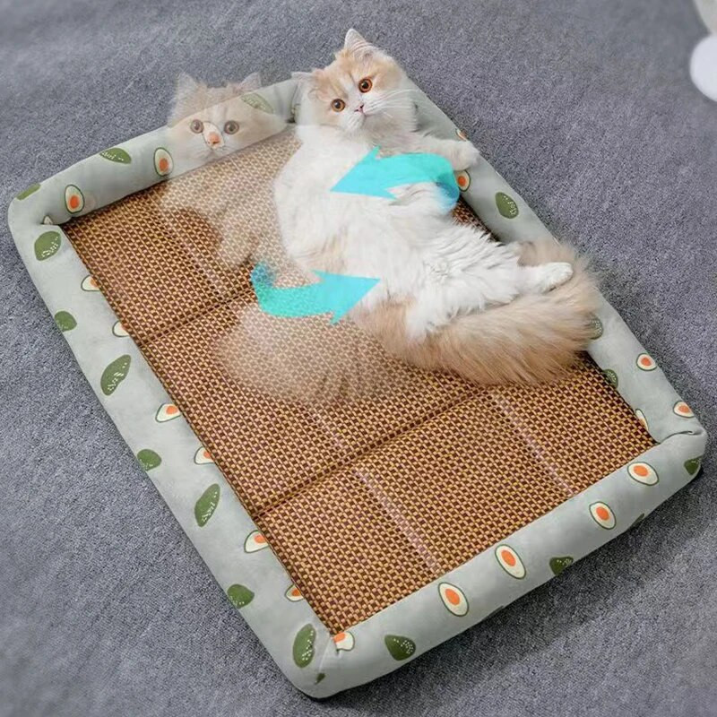 MADDEN Summer Cat Bed Леко дишащо Pet Rattan Mat Котешко гнездо Mat Ice Nest Dog Bed Cat Cool Nest Малки кучета
