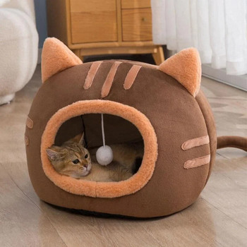 Ημι-κλειστό κρεβάτι γάτας Αντιολισθητικό κρεβάτι κατοικίδιων κατοικίδιων ρείθρων γατάκι Σπίτι εσωτερικού χώρου ύπνου γάτες σε σπήλαιο βελούδινο πτυσσόμενο μικρό σκυλί Σκηνή