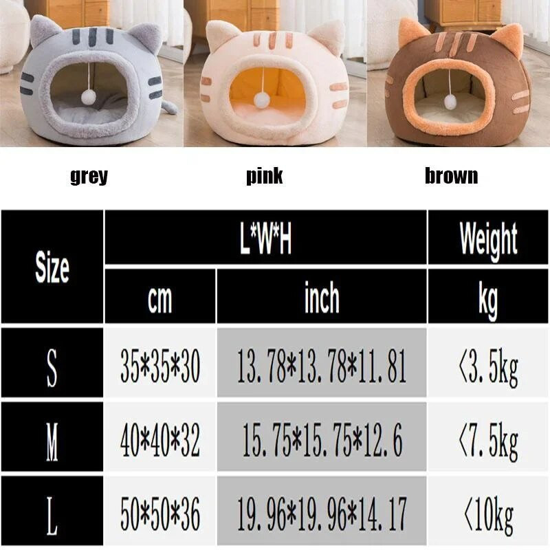 Полузатворено котешко легло Нехлъзгаща се колиба за домашни любимци Kitten House Вътрешно спално легло за котки Пещерно легло Плюшени сгъваеми неща за палатка за малки кучета