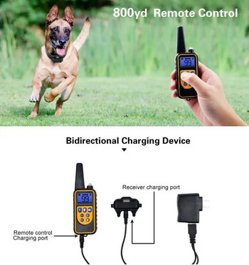 Ηλεκτρικό κολάρο εκπαίδευσης σκύλων 800m Αδιάβροχο τηλεχειριστήριο για κατοικίδια Επαναφορτιζόμενο κολάρο εκπαίδευσης σκύλου με ήχο κραδασμών