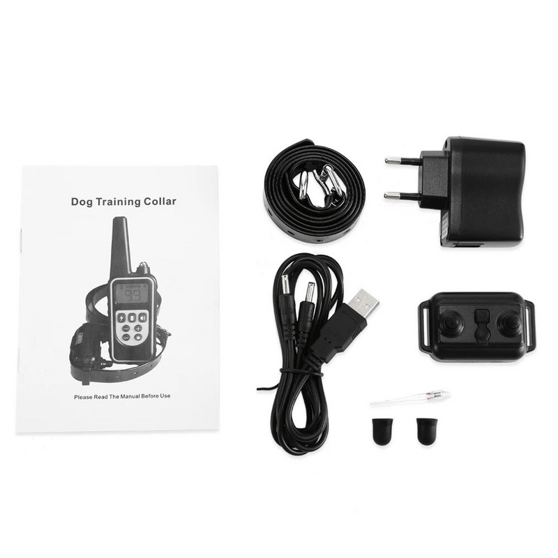 Pupopan 800m водоустойчив акумулаторен нашийник за обучение на кучета LCD дисплей с дистанционно управление