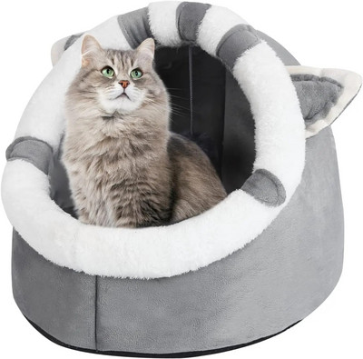 Котешко легло Pet Cave Bed Мека котешка къща Уютна палатка Cat Nest Bed Warm Cat Cave Sleeping Bed for Cats Puppy Cosy Pet Cushion Bed