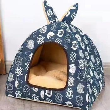 Four Seasons Pet Nest Bracket Den Winter Warm Dog Cat Nest Монголска чанта Подвижна миеща се плюшена къща за домашни любимци Коте Кученце Вила