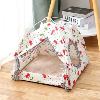 Нова удобна и дишаща лятна колиба за котки Развъдник за кучета Малка палатка, която може да се сваля и може да се пере