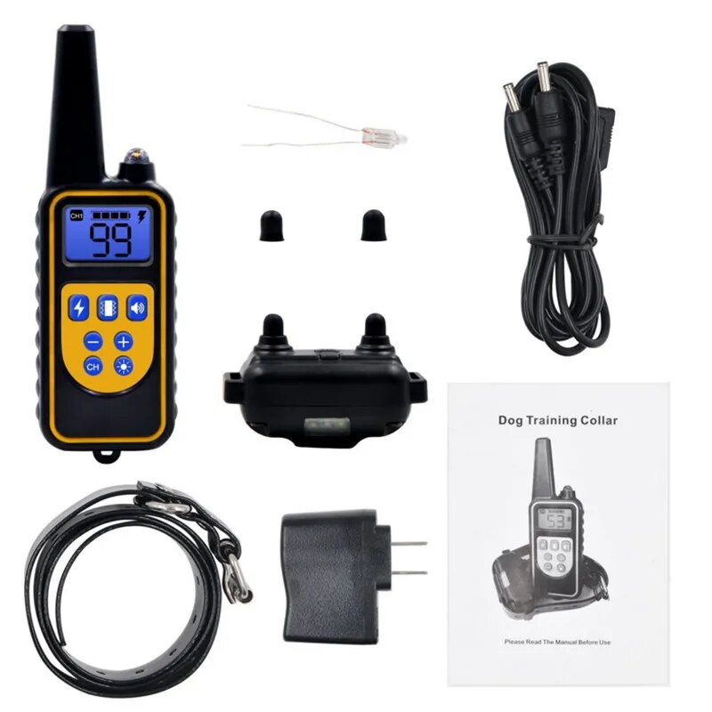 Електрически нашийник за обучение на кучета Водоустойчив акумулаторен домашен любимец с дистанционно управление с LCD дисплей за всички размери нашийници против лаене 40% отстъпка