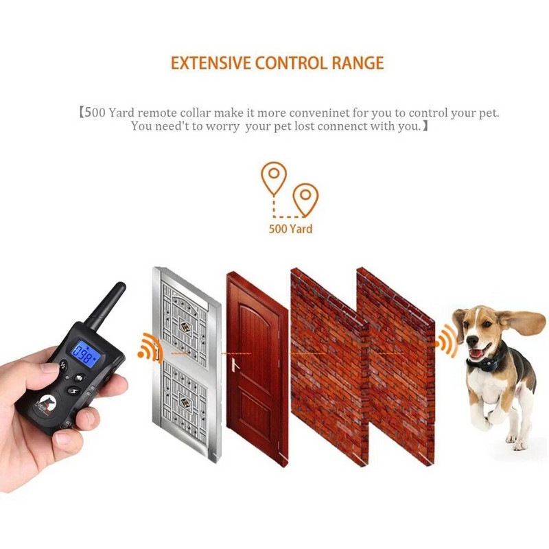 Paipaitek 500yd нашийник за обучение на кучета Anti Bark Shocker за S/M кучета Електрически нашийник за кучета с дистанционно акумулаторен водоустойчив