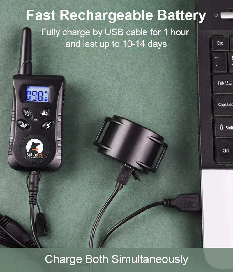 Paipaitek 500yd нашийник за обучение на кучета Anti Bark Shocker за S/M кучета Електрически нашийник за кучета с дистанционно акумулаторен водоустойчив