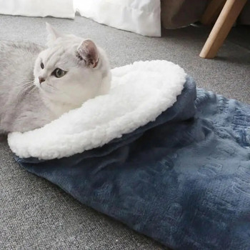 Ново котешко легло Мек плюшен топъл спален чувал за котки Deep Sleep Cave Winter Removable Pet House Bed For Cats Puppy Kitten Nest Cushion