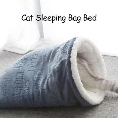 Ново котешко легло Мек плюшен топъл спален чувал за котки Deep Sleep Cave Winter Removable Pet House Bed For Cats Puppy Kitten Nest Cushion