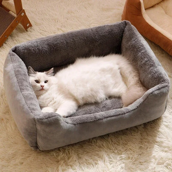 Χειμωνιάτικο ζεστό βελούδινο άνετο κρεβάτι για γάτες Μαξιλάρι Γατάκια Κουτάβι Καναπές Κυνοτροφείο Γάτες Σπίτια Μαλακά είδη ύπνου για κατοικίδια για μικρά σκυλιά