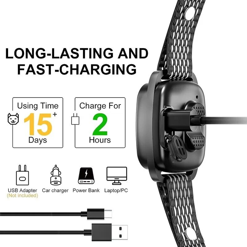 Pet Dog AntiBarking USB Electric Ultrasonic Dogs Stop Barking Vibration Anti Bark Collar Автоматичен нашийник Нашийници за обучение на кучета