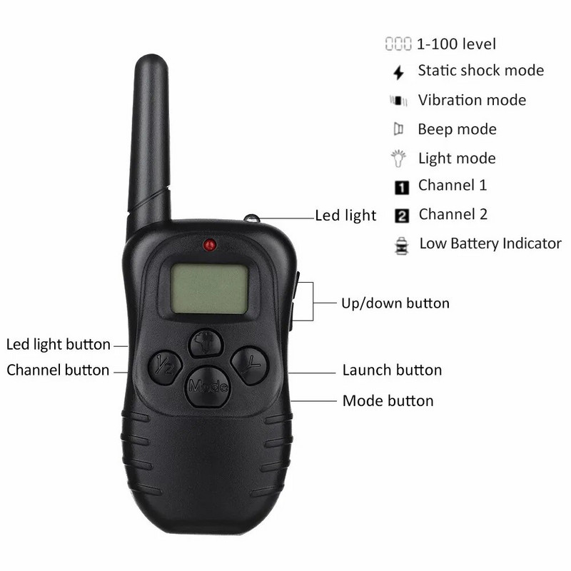 Нашийник за обучение на вибрации и удари на кучета с дистанционно Електрически тренажор Малко, голямо, голямо дистанционно управление Устройство за спиране на лаенето на кучета Доставки за домашни любимци