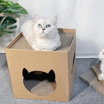 Γάτες Ξυστό Χάρτινο Σπίτι Γατάκι Ξύσιμο σανίδα Κρατήστε μακριά από έπιπλα κατοικίδια Γάτα Κυματοειδές παιχνίδι κατοικίδιων ζώων
