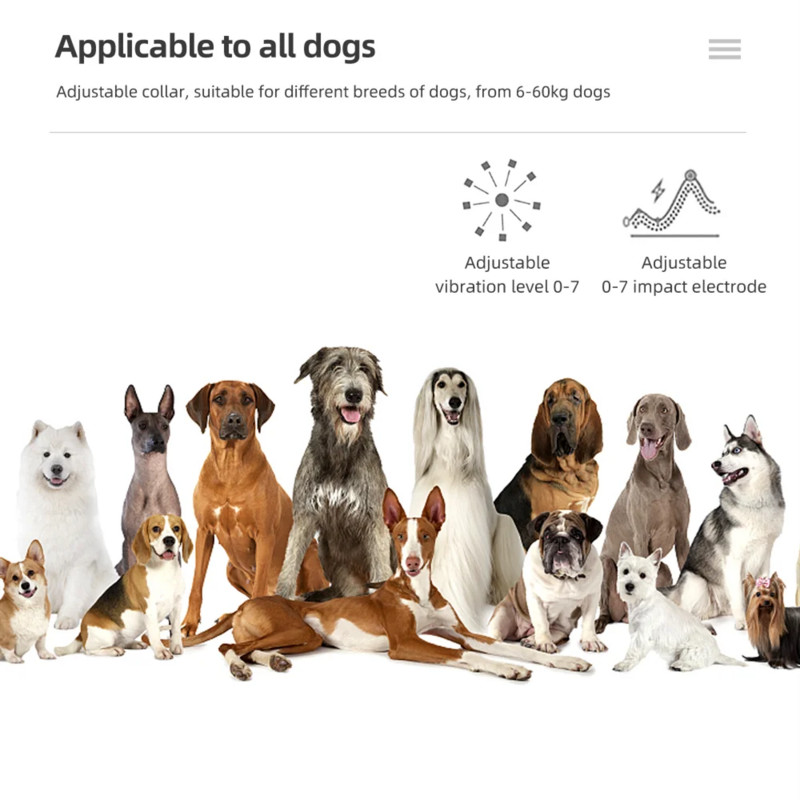 Интелигентен автоматичен антилаещ нашийник за кучета Електронен нашийник за обучение HD цифров дисплей IP67 акумулаторна електрическа запушалка за лаене